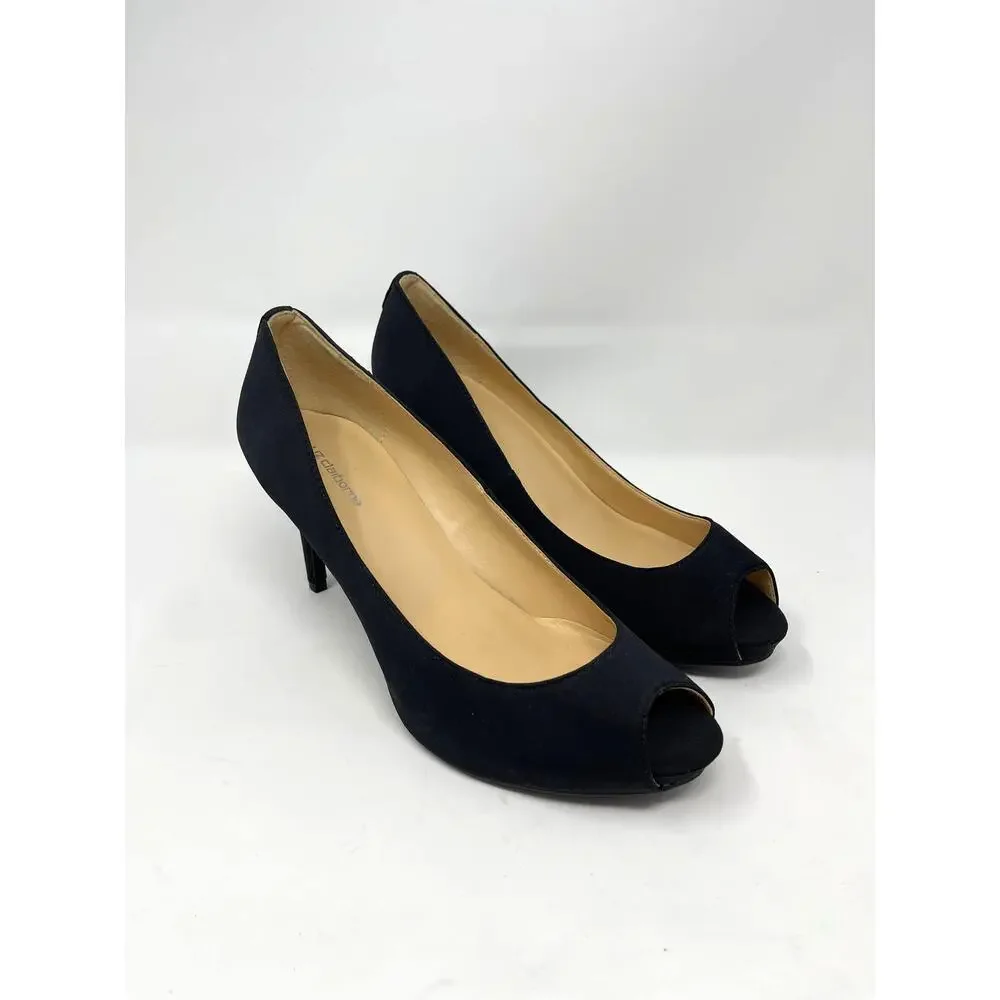 LIZ CLAIBORNE Black Fabric PEEP TOE Pumps 8.5M - Picture 1 of 8